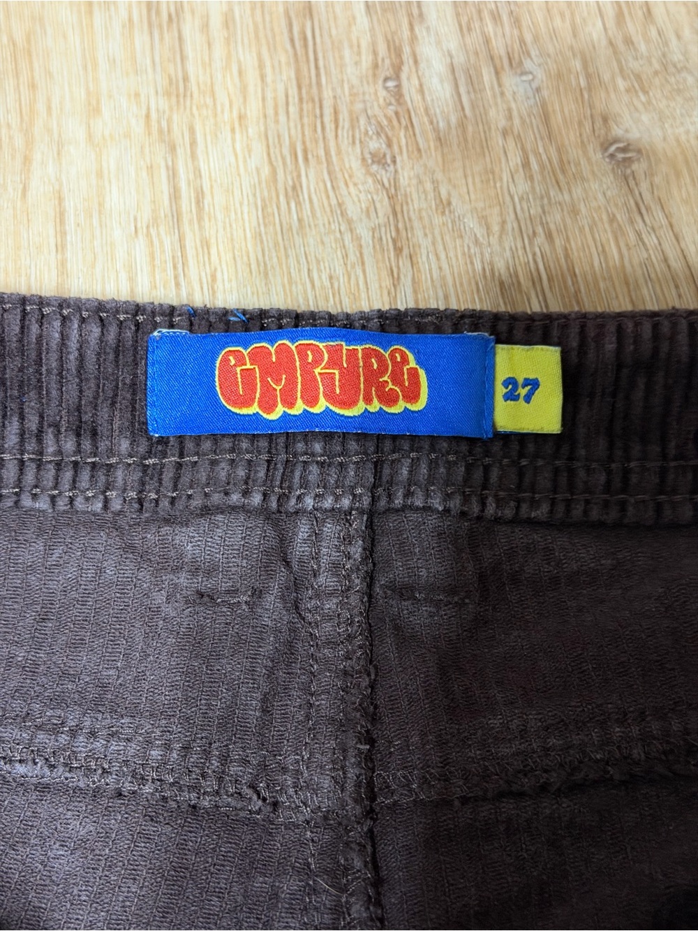 Gymbro Brown Corduroy Pants Size 27 Wide Leg 100% Cotton Y2K Skater Unisex - Picture 9 of 15